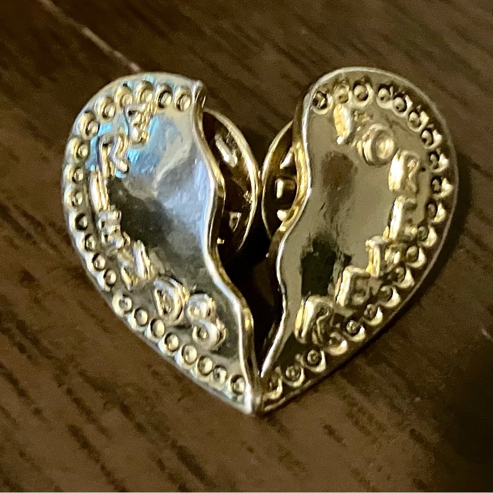 Gold Tones Heart-Shaped Friendship Pin